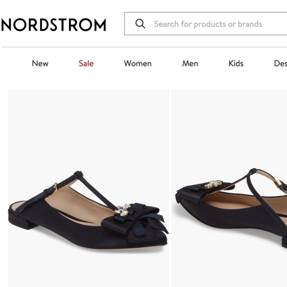 Stuart Weitzman Navy Satin Embellished t-strap flat mule 35.5 - Picture 2 of 12